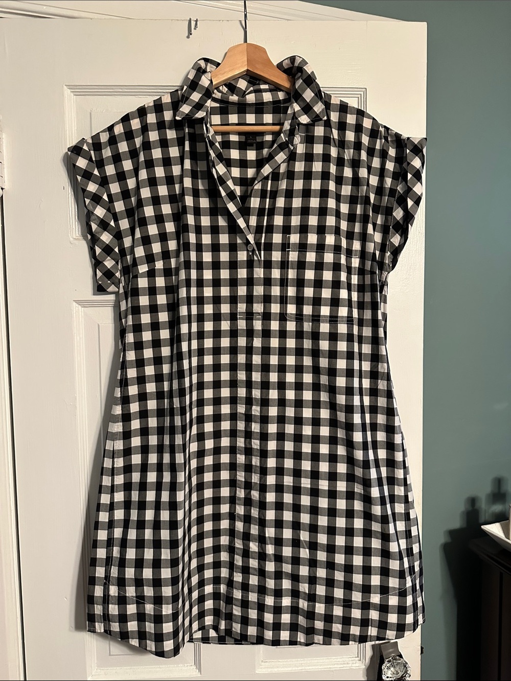 J. Crew Black & White Gingham Shirt Dress